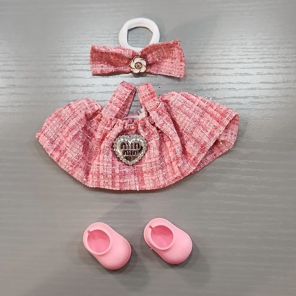 Tweed Labubu Dress with Pink Shoes